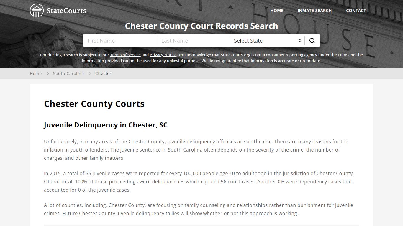 Chester County, SC Courts - Records & Cases - StateCourts