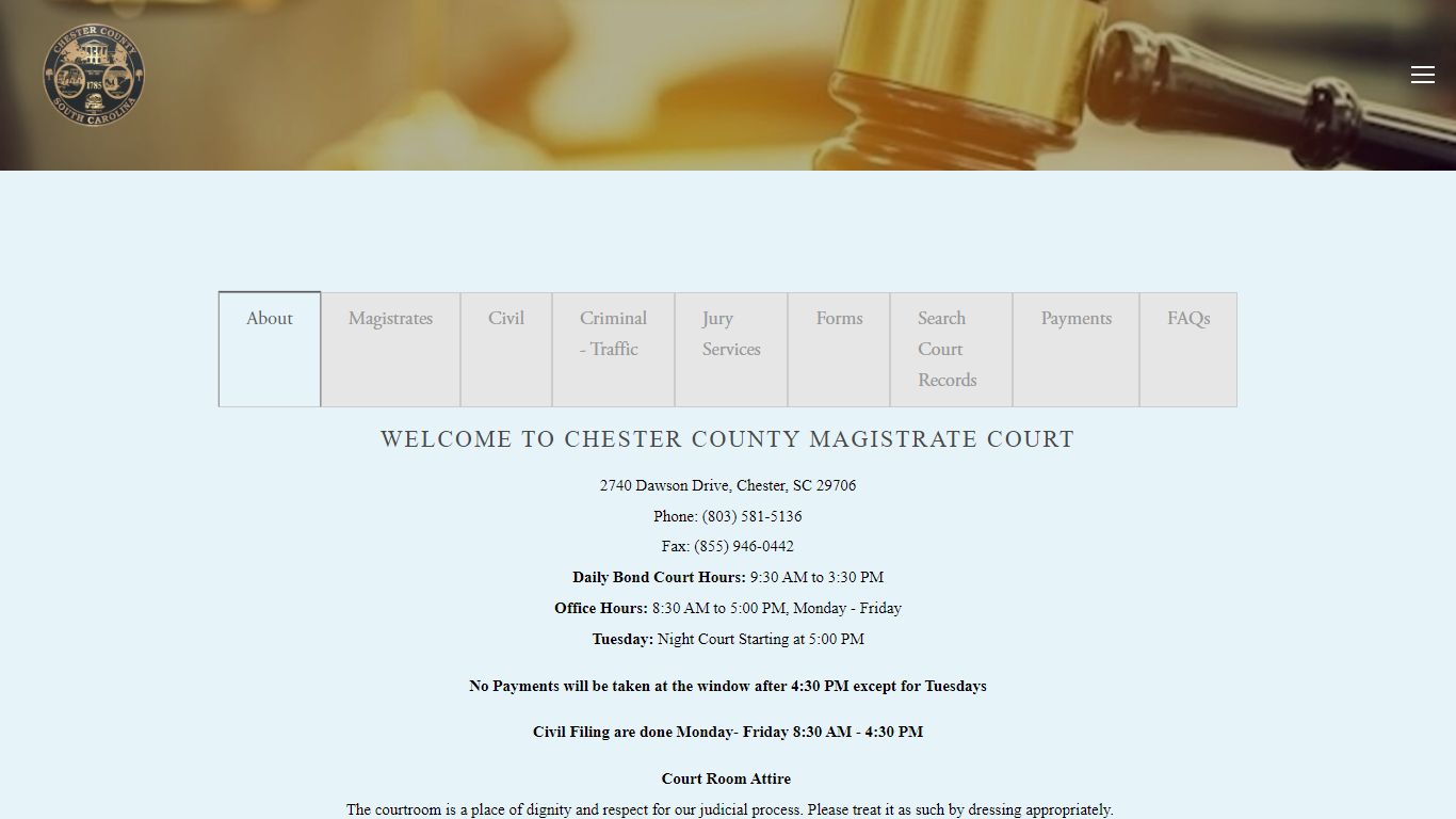 Magistrate Court — Chester County South Carolina