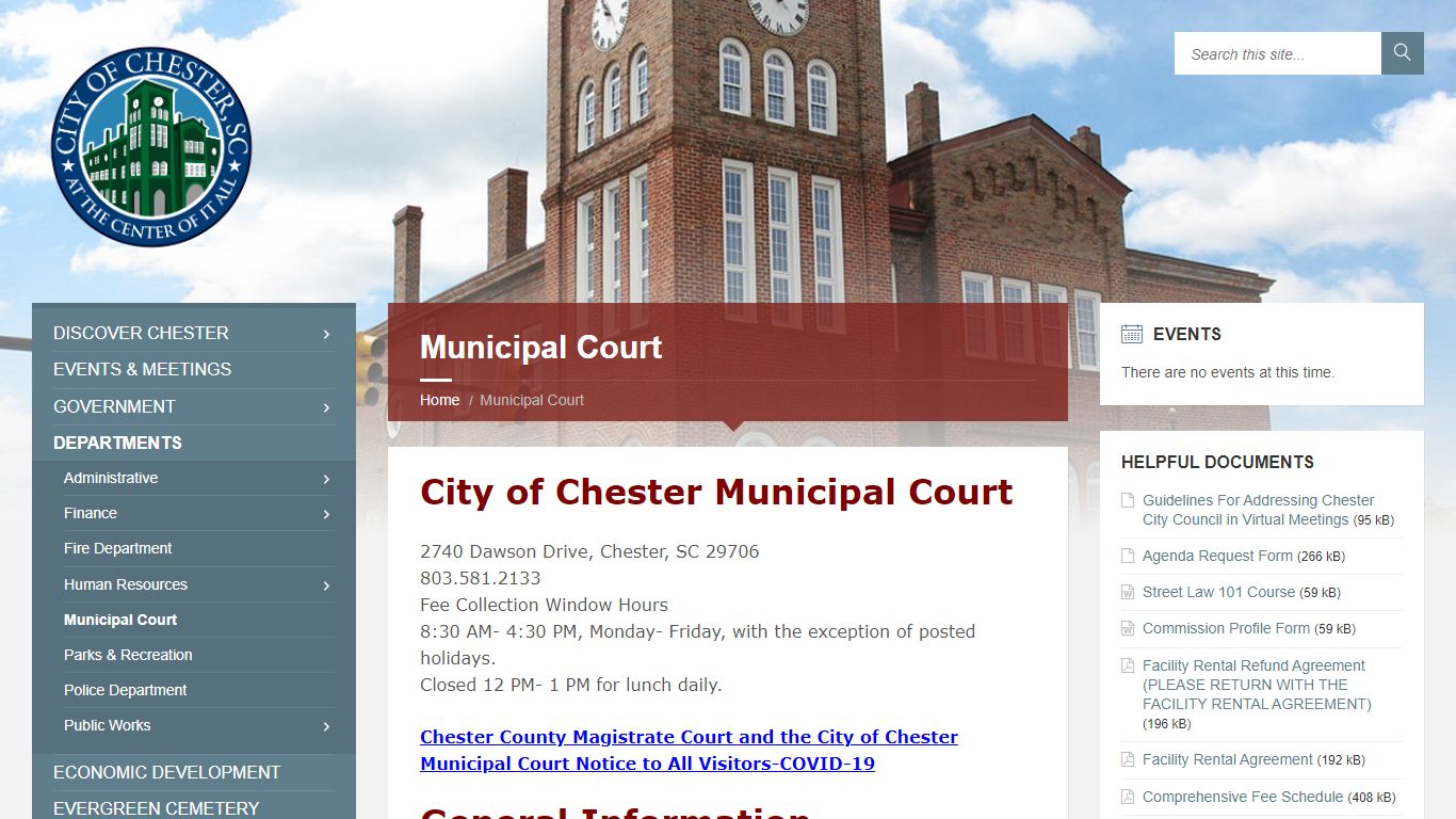 Municipal Court | The City of Chester - Chester, South Carolina